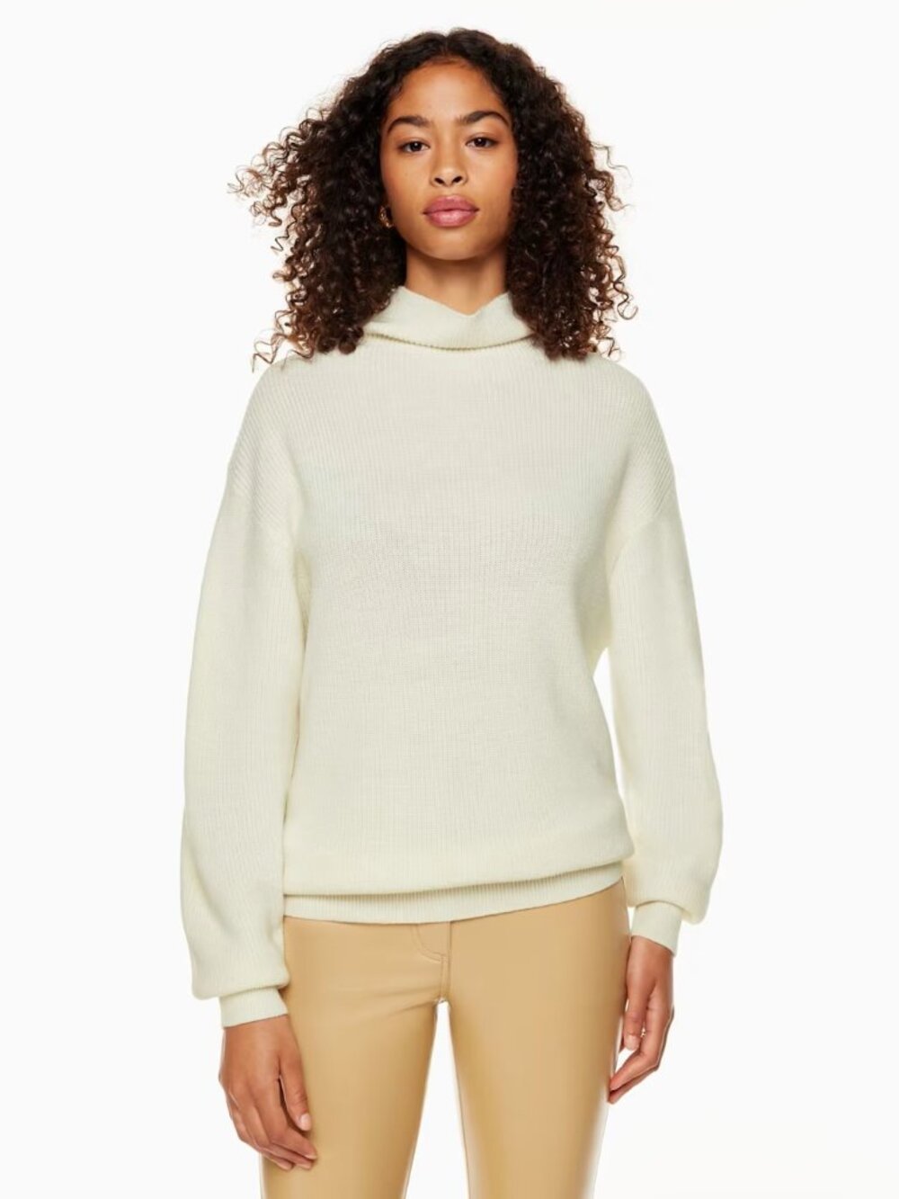 Aritzia Wilfred Montpellier Breeze Merino Turtleneck Sweater Birch Cream S